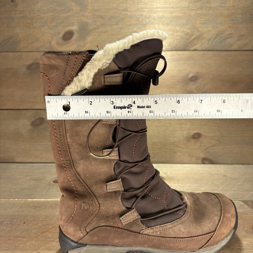 merrell encore apex womens size 8 shoes brown suede waterproof snow boots